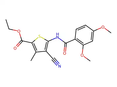 Ethyl 4-cyano-5-(2,4-dimethoxybenzamido)-3-methylthiophene-2-carboxylate structure