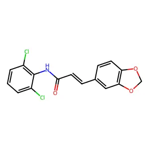 3-(1,3-benzodioxol-5-yl)-N-(2,6-dichlorophenyl)prop-2-enamide structure
