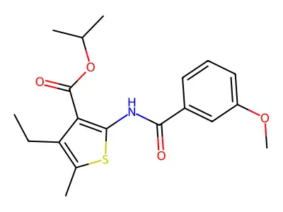 Isopropyl 4-ethyl-2-[(3-methoxybenzoyl)amino]-5-methyl-3-thiophenecarboxylate structure