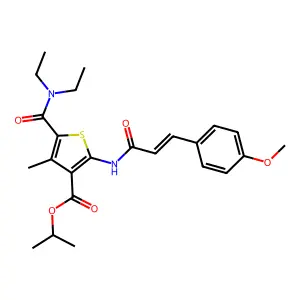 isopropyl 5-[(diethylamino)carbonyl]-2-{[3-(4-methoxyphenyl)acryloyl]amino}-4-methyl-3-thiophenecarboxylate structure
