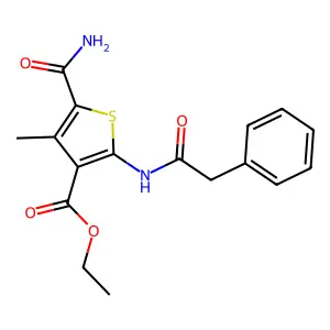 Ethyl 5-carbamoyl-4-methyl-2-[(2-phenylacetyl)amino]thiophene-3-carboxylate structure