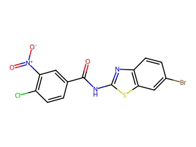 N-(6-bromo-1,3-benzothiazol-2-yl)-4-chloro-3-nitrobenzamide structure