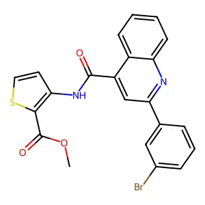 Methyl 3-[[2-(3-bromophenyl)quinoline-4-carbonyl]amino]thiophene-2-carboxylate structure