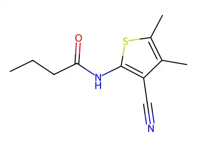 N-(3-cyano-4,5-dimethylthiophen-2-yl)butanamide structure