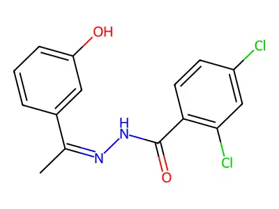 2,4-Dichlorobenzoic acid 2-[1-(3-hydroxyphenyl)ethylidene]hydrazide structure