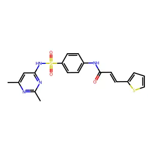 (E)-N-[4-[(2,6-dimethylpyrimidin-4-yl)sulfamoyl]phenyl]-3-thiophen-2-ylprop-2-enamide structure