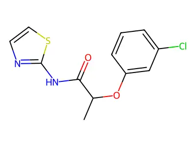 2-(3-chlorophenoxy)-N-(1,3-thiazol-2-yl)propanamide structure