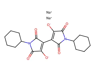 (3,3'-Bi-1H-pyrrole)-2,2',5,5'-tetrone, 1,1'-dicyclohexyl-4,4'-dihydroxy-, disodium salt structure