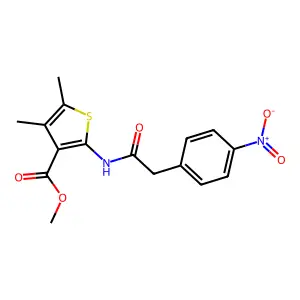 Methyl 2-[({4-nitrophenyl}acetyl)amino]-4,5-dimethyl-3-thiophenecarboxylate structure