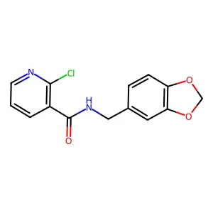 N-(1,3-benzodioxol-5-ylmethyl)-2-chloro-3-pyridinecarboxamide structure
