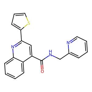 N-(pyridin-2-ylmethyl)-2-thiophen-2-ylquinoline-4-carboxamide structure