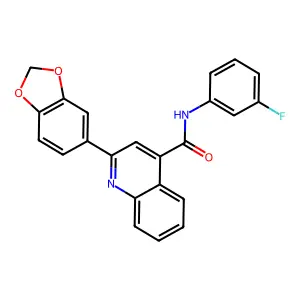 2-(1,3-benzodioxol-5-yl)-N-(3-fluorophenyl)quinoline-4-carboxamide structure