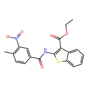 Ethyl 2-({3-nitro-4-methylbenzoyl}amino)-1-benzothiophene-3-carboxylate structure