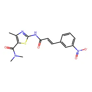 N,N,4-trimethyl-2-[[(E)-3-(3-nitrophenyl)prop-2-enoyl]amino]-1,3-thiazole-5-carboxamide structure