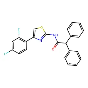 N-[4-(2,4-difluorophenyl)-1,3-thiazol-2-yl]-2,2-diphenylacetamide structure