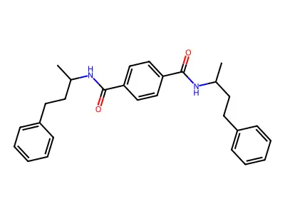 N~1~,N~4~-bis(1-methyl-3-phenylpropyl)terephthalamide structure