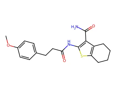 2-(3-(4-methoxyphenyl)propanamido)-4,5,6,7-tetrahydrobenzo[b]thiophene-3-carboxamide structure