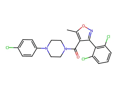 Methanone, [4-(4-chlorophenyl)-1-piperazinyl][3-(2,6-dichlorophenyl)-5-methyl-4-isoxazolyl]- structure