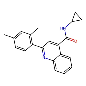 N-cyclopropyl-2-(2,4-dimethylphenyl)quinoline-4-carboxamide structure