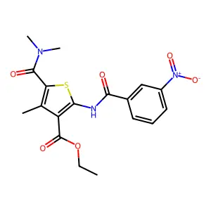 ethyl 5-(dimethylcarbamoyl)-4-methyl-2-[(3-nitrobenzoyl)amino]thiophene-3-carboxylate structure