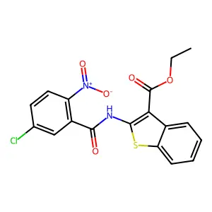 Ethyl 2-[(5-chloro-2-nitrobenzoyl)amino]-1-benzothiophene-3-carboxylate structure