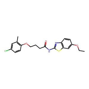 4-(4-chloro-2-methylphenoxy)-N-(6-ethoxy-1,3-benzothiazol-2-yl)butanamide structure