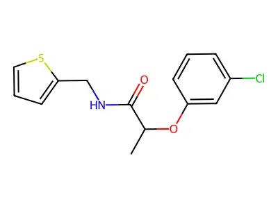 2-(3-chlorophenoxy)-N-(thiophen-2-ylmethyl)propanamide structure