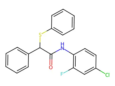 N-(4-chloro-2-fluorophenyl)-2-phenyl-2-(phenylsulfanyl)acetamide structure
