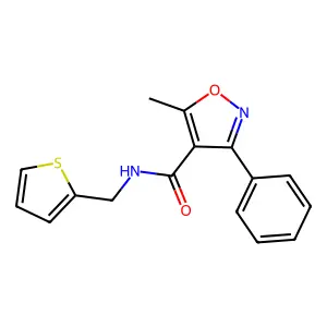 5-methyl-3-phenyl-N-(thiophen-2-ylmethyl)-1,2-oxazole-4-carboxamide structure