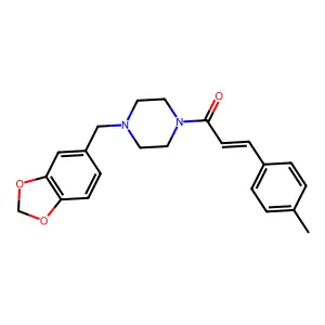 (E)-1-[4-(1,3-benzodioxol-5-ylmethyl)piperazin-1-yl]-3-(4-methylphenyl)prop-2-en-1-one structure