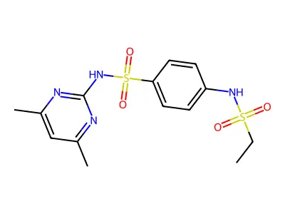 N-(4,6-dimethylpyrimidin-2-yl)-4-(ethylsulfonylamino)benzenesulfonamide structure
