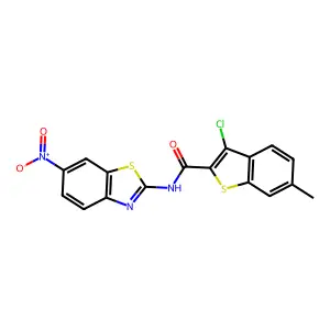 3-chloro-6-methyl-N-(6-nitro-1,3-benzothiazol-2-yl)-1-benzothiophene-2-carboxamide structure