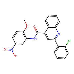 2-(2-chlorophenyl)-N-(2-methoxy-5-nitrophenyl)quinoline-4-carboxamide structure