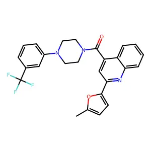 [2-(5-methylfuran-2-yl)quinolin-4-yl]-[4-[3-(trifluoromethyl)phenyl]piperazin-1-yl]methanone structure