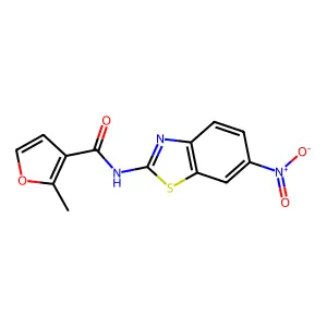 2-methyl-N-(6-nitro-1,3-benzothiazol-2-yl)furan-3-carboxamide structure