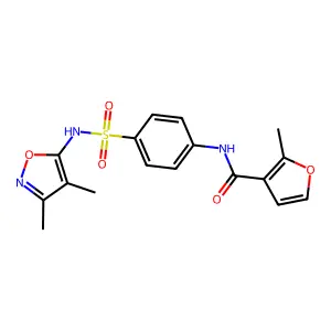 N-(4-{[(3,4-dimethyl-5-isoxazolyl)amino]sulfonyl}phenyl)-2-methyl-3-furamide structure