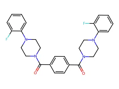 [4-[4-(2-fluorophenyl)piperazine-1-carbonyl]phenyl]-[4-(2-fluorophenyl)piperazin-1-yl]methanone structure