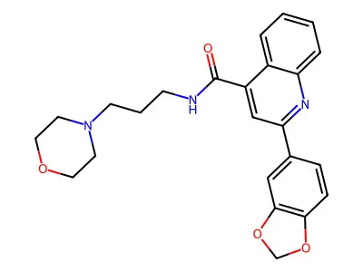 2-(1,3-benzodioxol-5-yl)-N-(3-morpholin-4-ylpropyl)quinoline-4-carboxamide structure