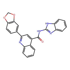 N-(1H-benzimidazol-2-yl)-2-(1,3-benzodioxol-5-yl)quinoline-4-carboxamide structure