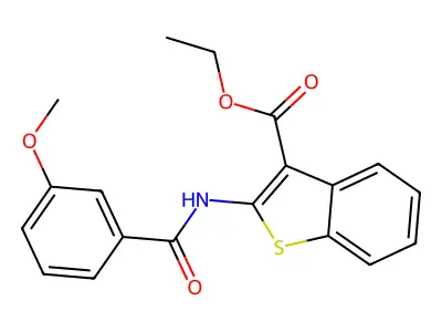 Ethyl 2-(3-methoxybenzamido)benzo[b]thiophene-3-carboxylate structure