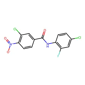 3-chloro-N-(4-chloro-2-fluorophenyl)-4-nitrobenzamide structure