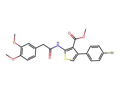 methyl 4-(4-bromophenyl)-2-[[2-(3,4-dimethoxyphenyl)acetyl]amino]thiophene-3-carboxylate structure