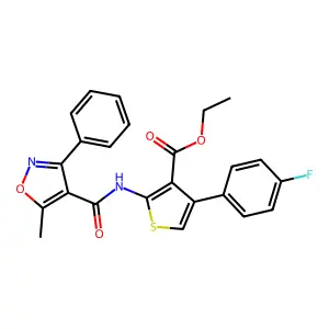 ethyl 4-(4-fluorophenyl)-2-{[(5-methyl-3-phenyl-4-isoxazolyl)carbonyl]amino}-3-thiophenecarboxylate structure