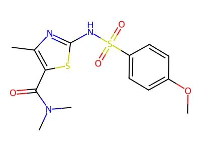 2-[(4-methoxyphenyl)sulfonylamino]-N,N,4-trimethyl-1,3-thiazole-5-carboxamide structure