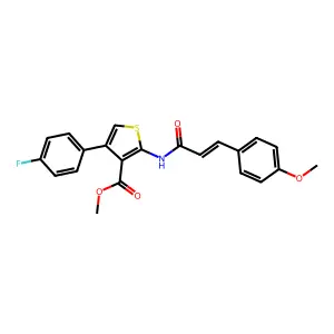 methyl 4-(4-fluorophenyl)-2-[[(E)-3-(4-methoxyphenyl)prop-2-enoyl]amino]thiophene-3-carboxylate structure
