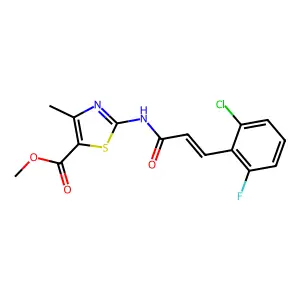 methyl 2-[[(E)-3-(2-chloro-6-fluorophenyl)prop-2-enoyl]amino]-4-methyl-1,3-thiazole-5-carboxylate structure
