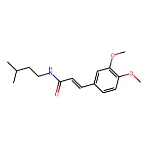 (E)-3-(3,4-dimethoxyphenyl)-N-(3-methylbutyl)prop-2-enamide structure