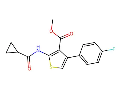 Methyl 2-[(cyclopropylcarbonyl)amino]-4-(4-fluorophenyl)-3-thiophenecarboxylate structure