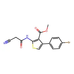 Methyl 4-(4-bromophenyl)-2-[(cyanoacetyl)amino]thiophene-3-carboxylate structure