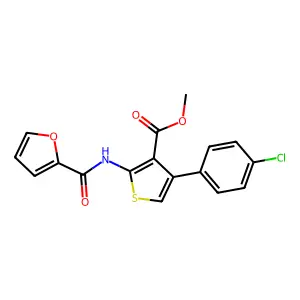 Methyl 4-(4-chlorophenyl)-2-(furan-2-carbonylamino)thiophene-3-carboxylate structure